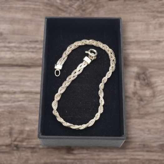 Signed 925 Sterling Silver Wheat Bracelet