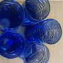 Set Of 5 Vintage Blue Fruit Embossed Design Tumblers / 5 glasses / Neiman Marcus / 1970s Image 4