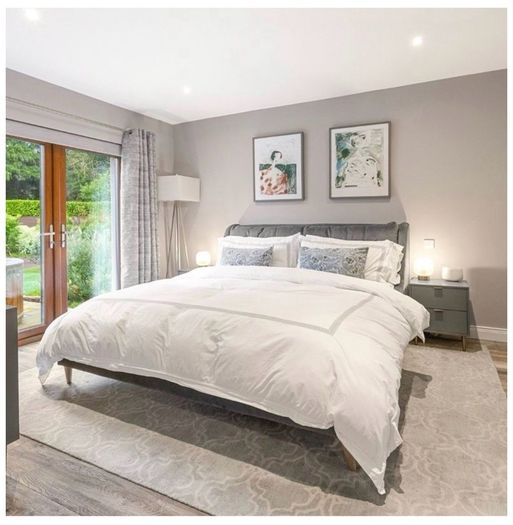 Luxury Super King Bed Frame Grey Green Fabric Headboard