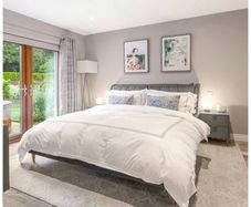 Luxury Super King Bed Frame Grey Green Fabric Headboard