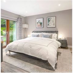Luxury Super King Bed Frame Grey Green Fabric Headboard