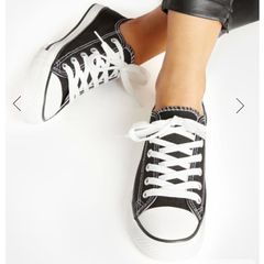 Black Canvas Low Trainers size 8