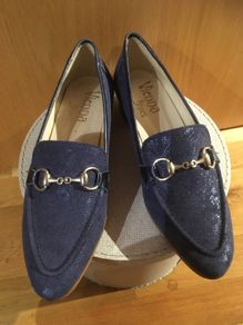 VIENNA Indigo Blue Suede Loafers 40 New