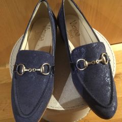 VIENNA Indigo Blue Suede Loafers 40 New