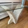 3 piece sculptural stone and glass furniture set Image 3