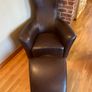 Brown Leather Armchair with Foot Stool Image 3