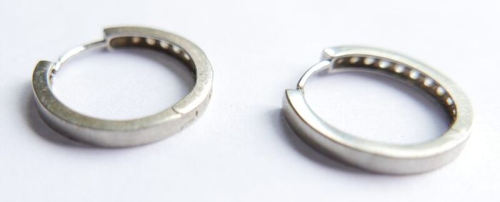 Vintage Sterling Silver & Cubic Zirconia Hoops Earrings 2,7g