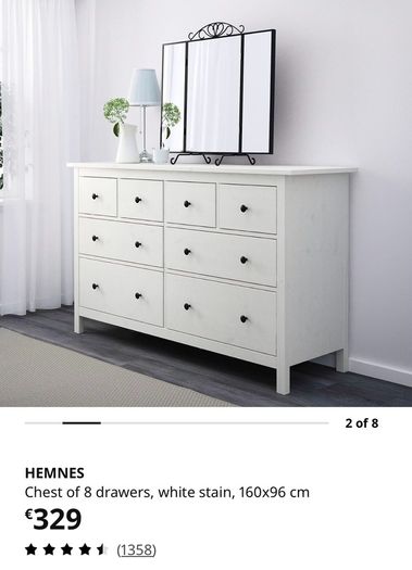Hemnes 8-drawer dresser | Chest of drawers White
