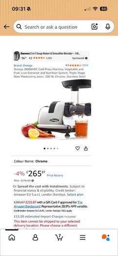 Omega J8006HD6 cold press Juicer