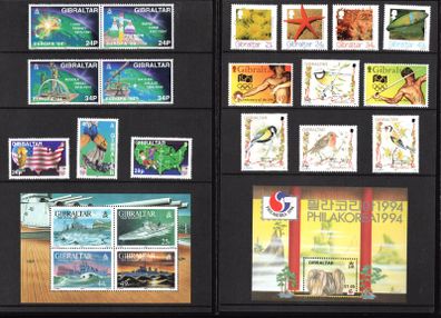 1994 Gibraltar Commemorative Stamps Year Pack Mint Never Hinged (MNH).