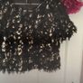 top Bnwot black fluffy embelished top short sleeve size large elli white brand Image 10