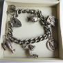 Antique Solid Sterling Silver Charm Bracelet & 6 Silver Charms, weight 47,9g Image 2
