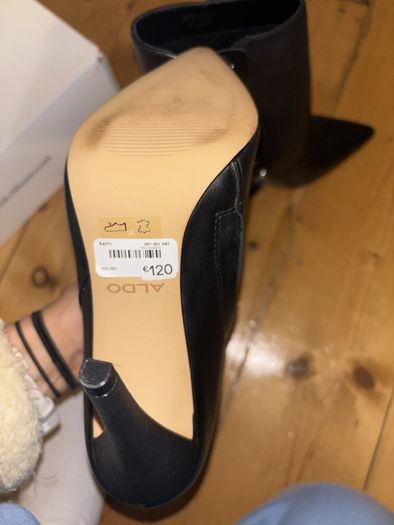 Black 4inch leather heeled boots