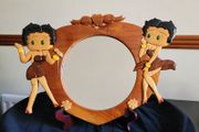 Rare Betty Boop Handcrafted Wooden Portrait Mirror Pin-Up Retro Pop Art