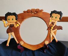 Rare Betty Boop Handcrafted Wooden Portrait Mirror Pin-Up Retro Pop Art