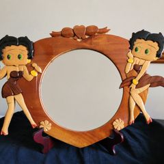 Rare Betty Boop Handcrafted Wooden Portrait Mirror Pin-Up Retro Pop Art