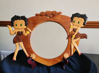 Rare Betty Boop Handcrafted Wooden Portrait Mirror Pin-Up Retro Pop Art