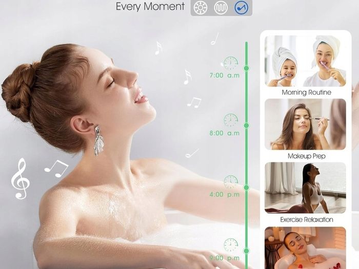 LED Bathroom Mirror Oval 50x80cm Bluetooth Antifog