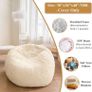 Fluffy Stuffed Animal Storage Bean Bag Chair Cover(No Filler), Faux Fur Washable Ultra Soft Bean Bag Cover for Plush Toys or Textile,Plush Shaggy Large Beanbag for Adults Kids Teens, Beige Image 3