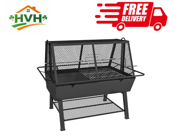 3-in-1 Barbecue Grill, Rotisserie Roaster and Fire Pit, with Cover