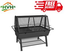 3-in-1 Barbecue Grill, Rotisserie Roaster and Fire Pit, with Cover