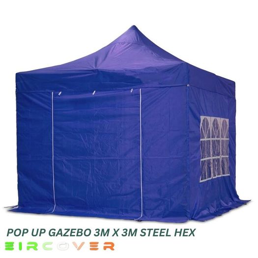Heavy Duty Pop Up Gazebo Steel 40mm Hex 3m x 3m