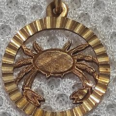 Vintage Zodiac sign Cancer pendant gold