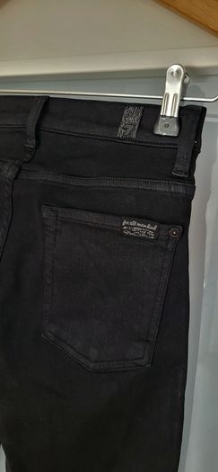 7 for All Mankind Black High Waist Glossy Coating Crystal Gunmetal Skinny Jeans Sz 26 (Fit 8UK) - Rrp 240 (New)