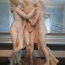 Three Graces Mantelpiece Antique Display On Black Marble Stand. Image 4
