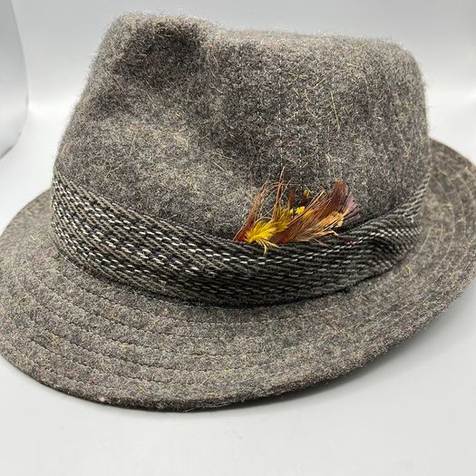 Failsworth Trilby Keswick Hat Vintage Wool Hat with Feather - 100% Wool - 59cm