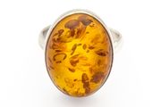 Vintage Natural Baltic Amber On Sterling Silver Ring