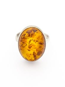Vintage Natural Baltic Amber On Sterling Silver Ring
