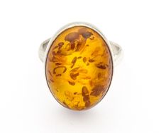 Vintage Natural Baltic Amber On Sterling Silver Ring