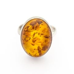 Vintage Natural Baltic Amber On Sterling Silver Ring
