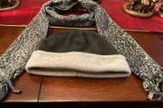 Dents Cosy Scarf  And Hat Set In Dark Snd Light Grey