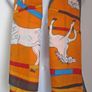 Stylish Ladies Large Orange Scarf Kerchief Wrap Shawl with White Horse Print Image 2