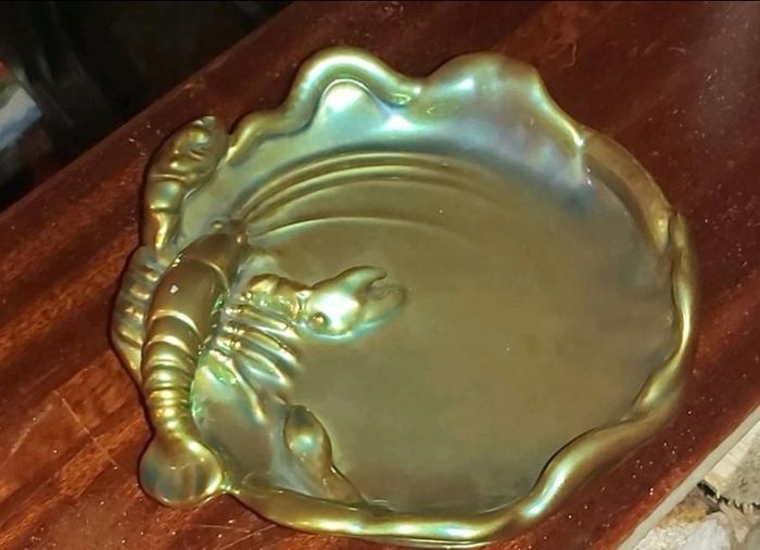 Antique rare Zsolnay Eozin lobster dish