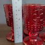 Fabulous Vintage Retro Set of Four Matching Small Universal Footed Red Glasses with a Fleur de Lis Relief Pattern - Perfect for Halloween Image 8