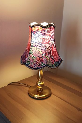 Vintage Brass table lamp polished in  matt & gloss finish with original lamp shade   height 37cm