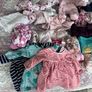 Baby girl wardrobe outfits 0-3 m snow onesies babygrows vests tops dresses hats blankie Image 9