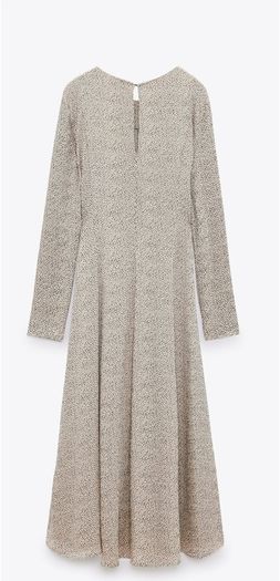 Zara printed dress ecru white with black dots, Small
