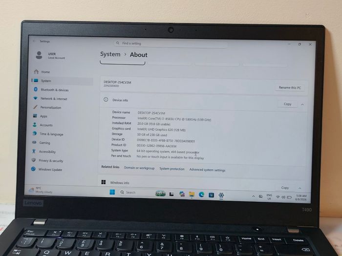 Lenovo ThinkPad T490 Intel i7 8th Gen | 20GB RAM | 256GB SSD | Windows 11 | Office 2021