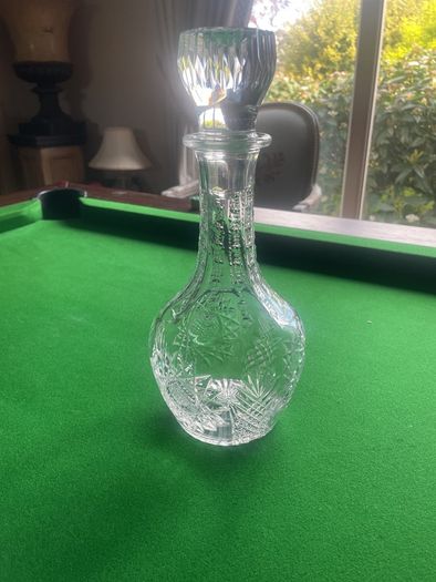 Lead Crystal Decanter etched with a Sunflower