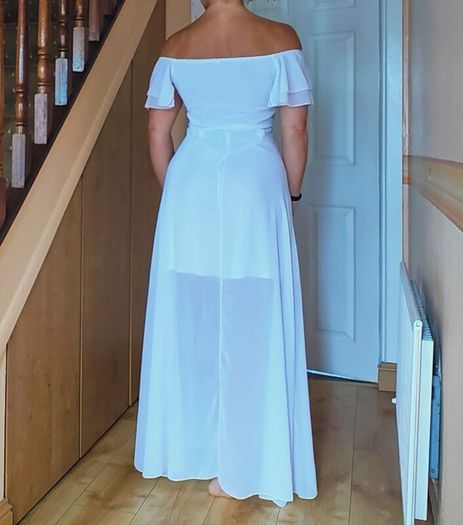 White Open Shoulder maxi dress, size 10