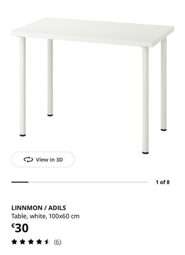 Ikea Linnmon / Adils Table / Desk White, 100x60 Cm