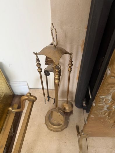 Vintage Mid Century Brass Fireplace Fittings
