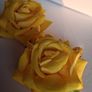 Realistic Yellow Extravagant Rose with Raffia Woven Stud Earrings Image 3
