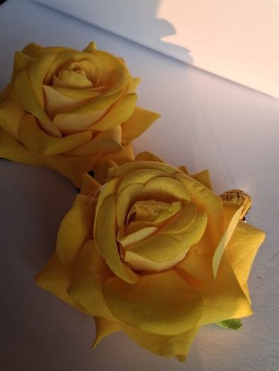 Realistic Yellow Extravagant Rose with Raffia Woven Stud Earrings