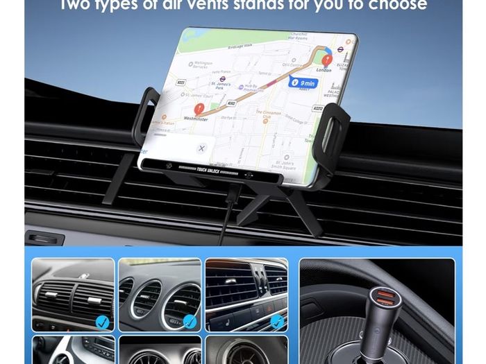 Dual Coils Fast Wireless Car Charger, LAMJAD 15W Smart Qi Car Mount Phone Holder for Air Vent&Dashboard, Compatible with Galaxy z Fold 5/4/3/2/13 Series/iPhone 8/X/11/12 Series/Pixel 6/Samsung S22 Ultra