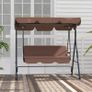3-Seat Swing Chair Garden Swing Seat with Adjustable Canopy for Patio, Brown Image 7